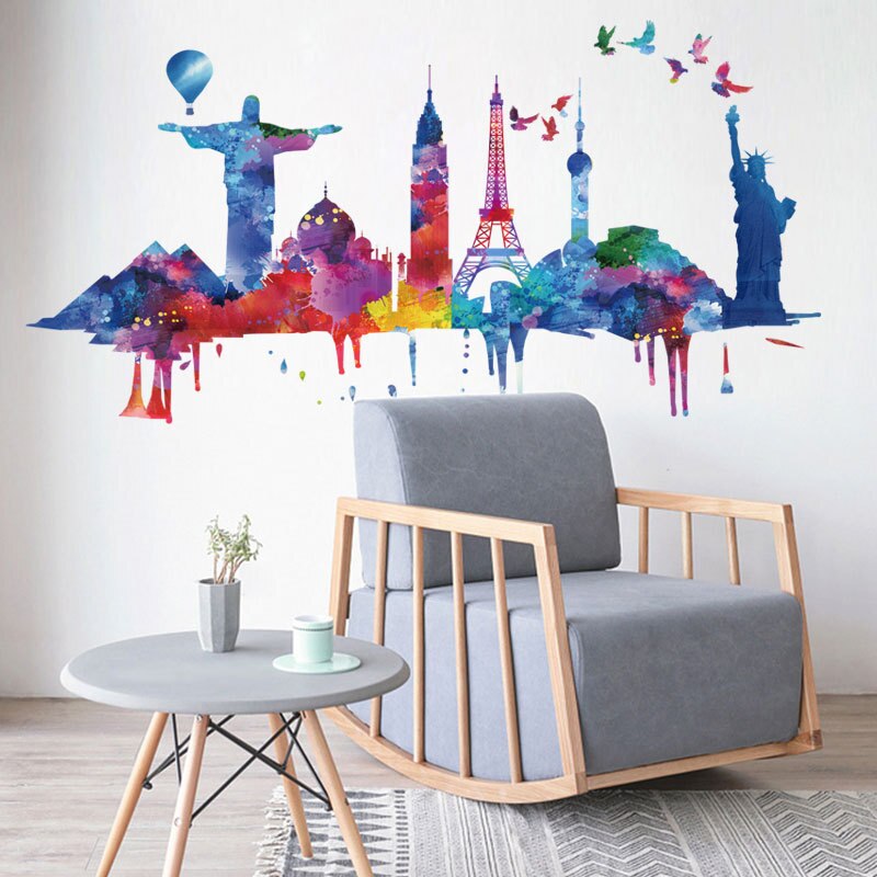 American City Silhouette Wall Sticker Eco Friendly