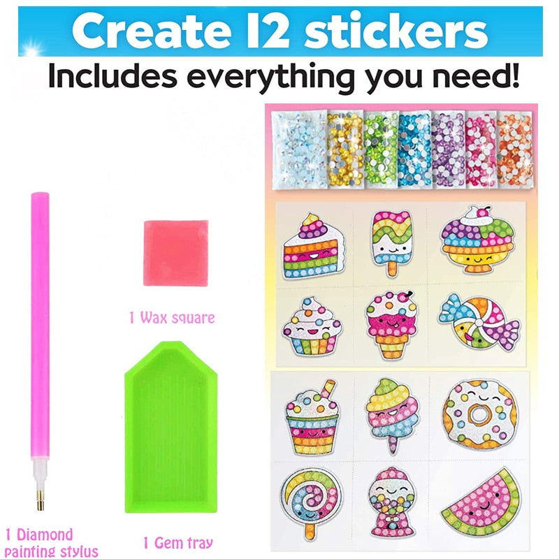 Kids Diamond Painting Stickers 12/kit