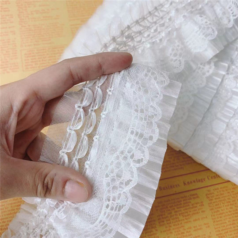 White Elastic Ruffled Lace Ribbon Trim