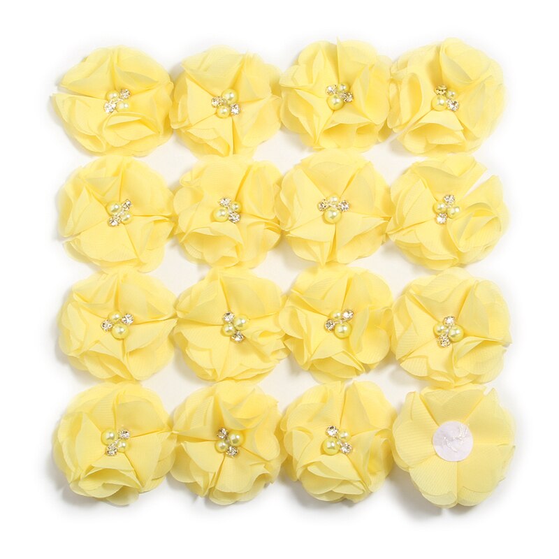 Pearl Cluster Rhinestone Center Chiffon Hair Flower