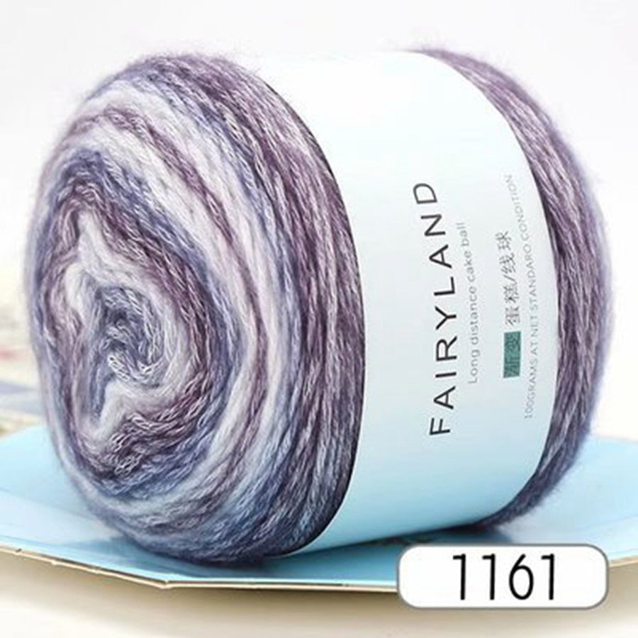 Rainbow Woolen Yarn Soft Hand Woven Cake Yarn