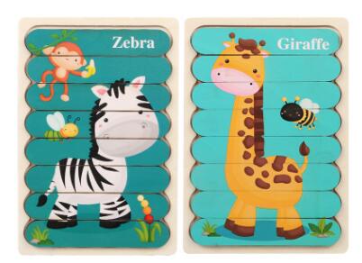 Montessori Double Sided Wooden 3D Puzzles