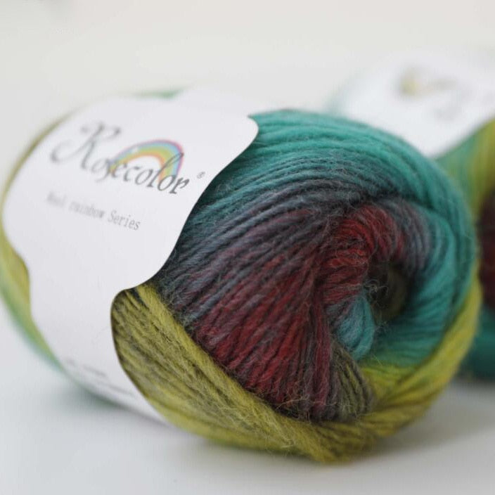 100% Worsted Wool Rainbow Colored Yarn