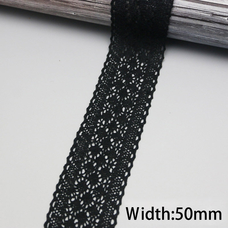 Black Lace Cotton Fabric 5m/roll