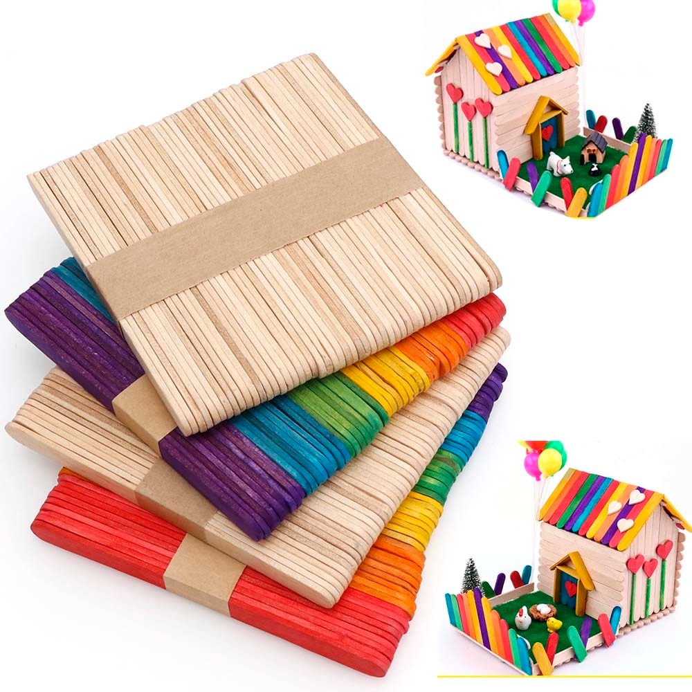 50Pcs/lot Colorful Natural Wood Sticks