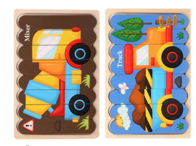 Montessori Double Sided Wooden 3D Puzzles