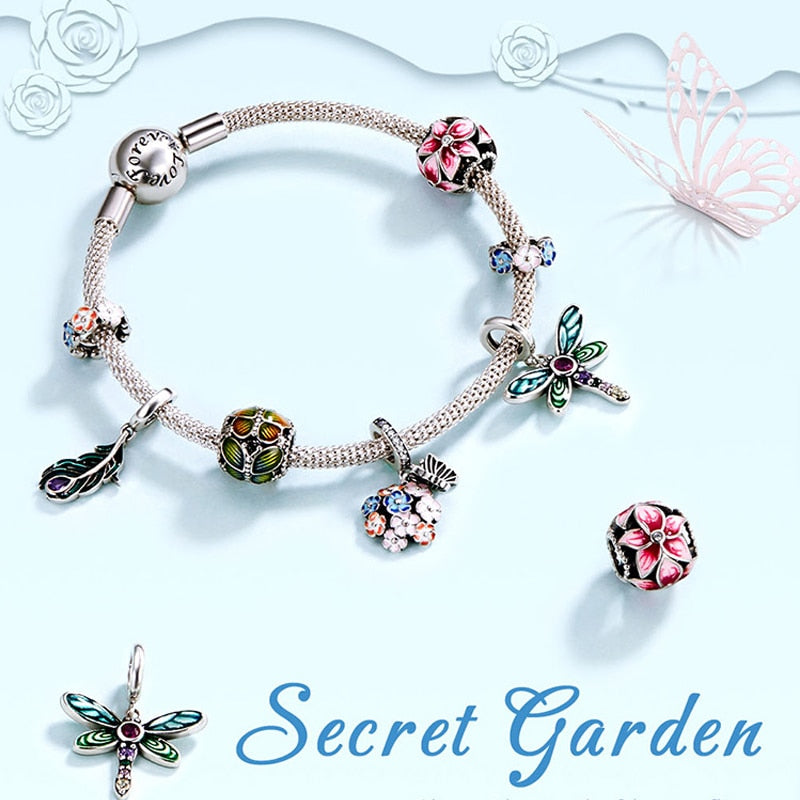 Bamoer Bracelet Sterling Silver Shiny Dragonfly Series Charms