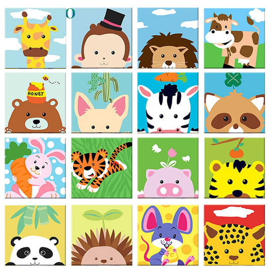 Paint By Number Cute Animals Canvas Picture