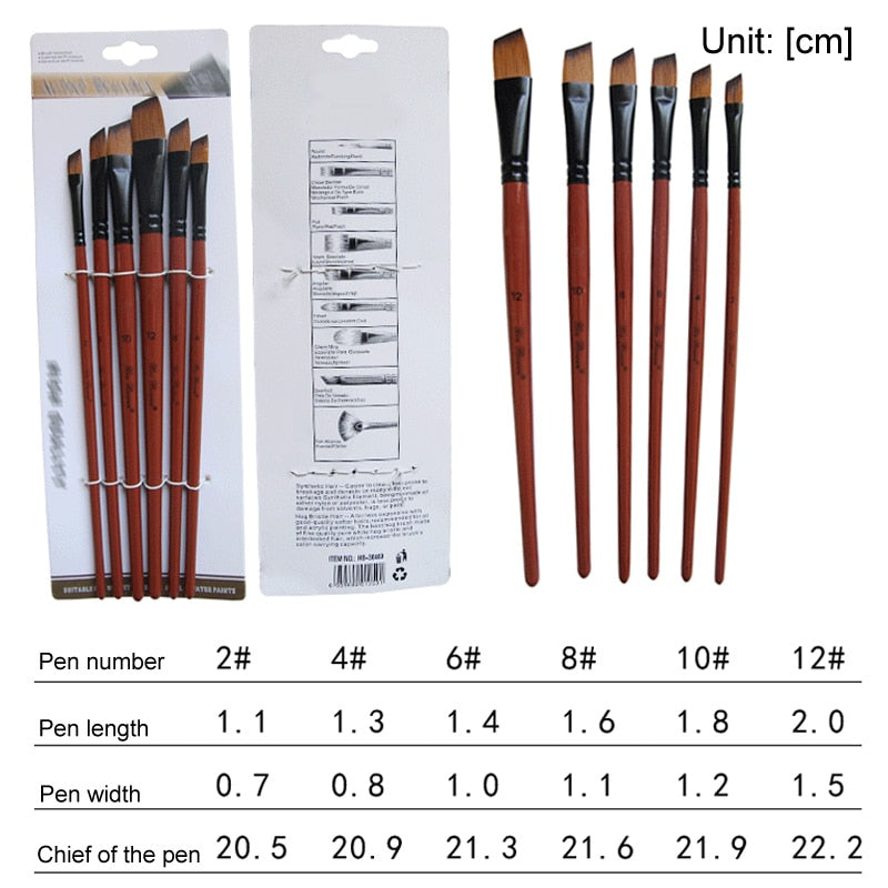 High Quality Nylon Hair Wooden Handle Paint Brush (5 or 6 piece set)