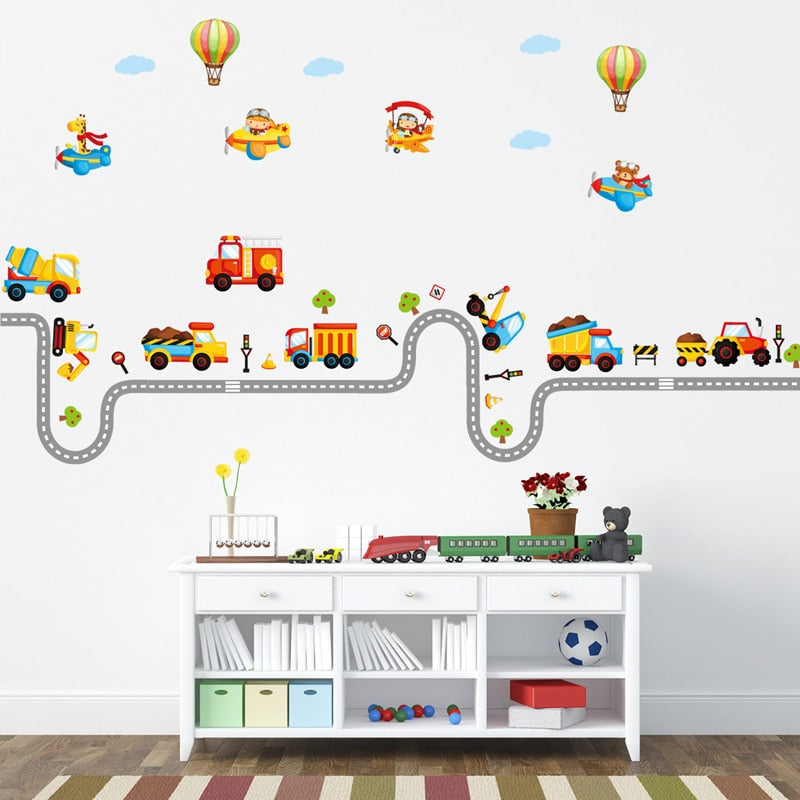 Cartoon Traffic/Road/Cars Wall Stickers