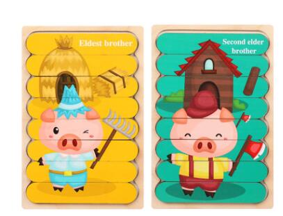 Montessori Double Sided Wooden 3D Puzzles