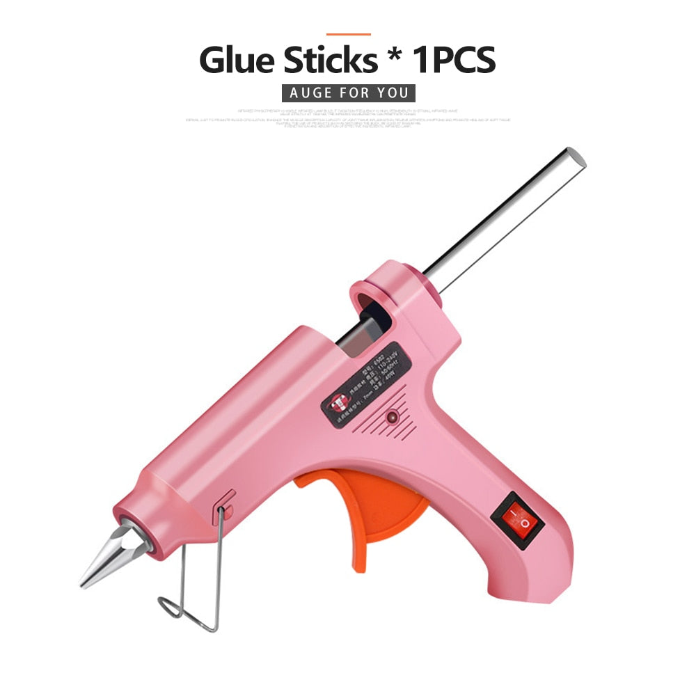 40W Mini Hot Glue Gun Blue, Black, Pink, or Yellow (7mm glue sticks, plug options US/EU/AU)