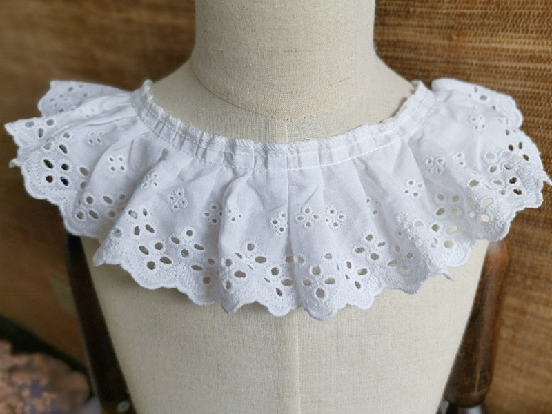 Pleated White Cotton Lace Trim