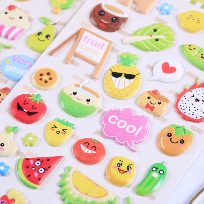 Cute Fruits/Vegetables 3D Puffy Stickers