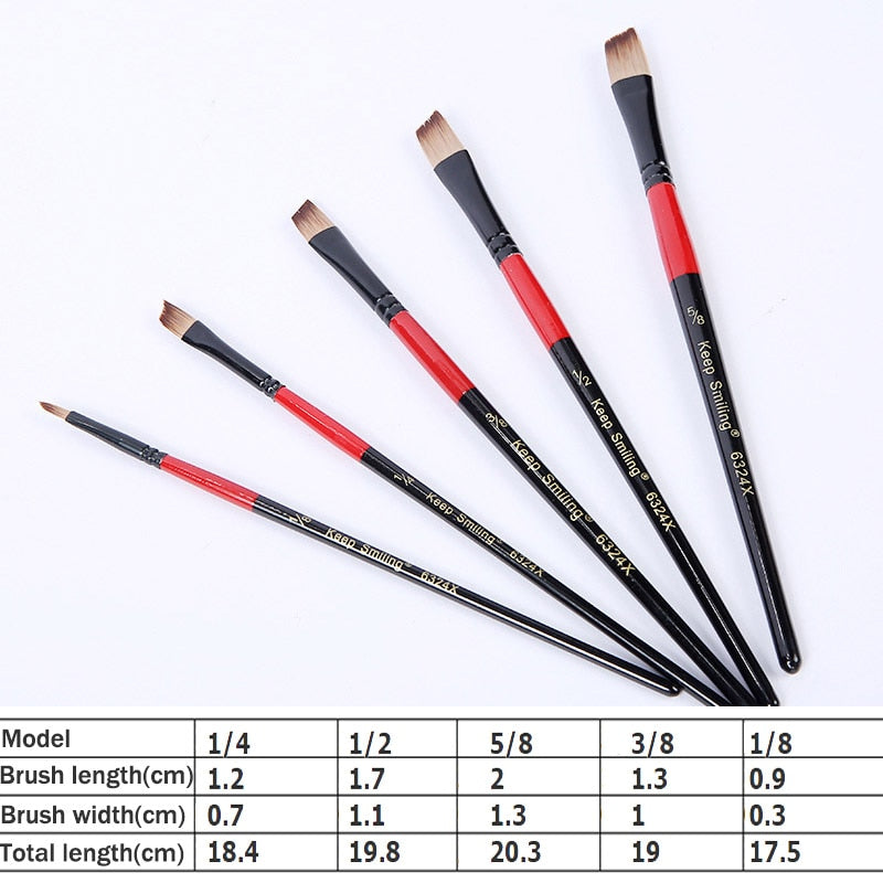 High Quality Nylon Hair Wooden Handle Paint Brush (5 or 6 piece set)