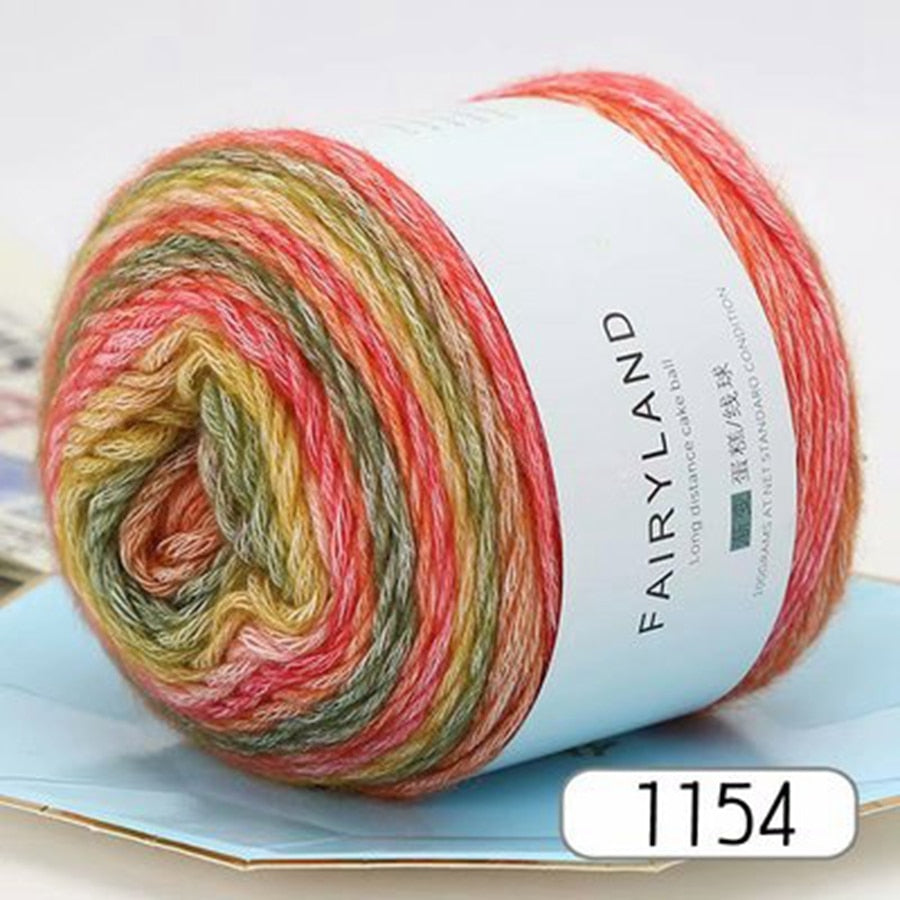 Rainbow Woolen Yarn Soft Hand Woven Cake Yarn