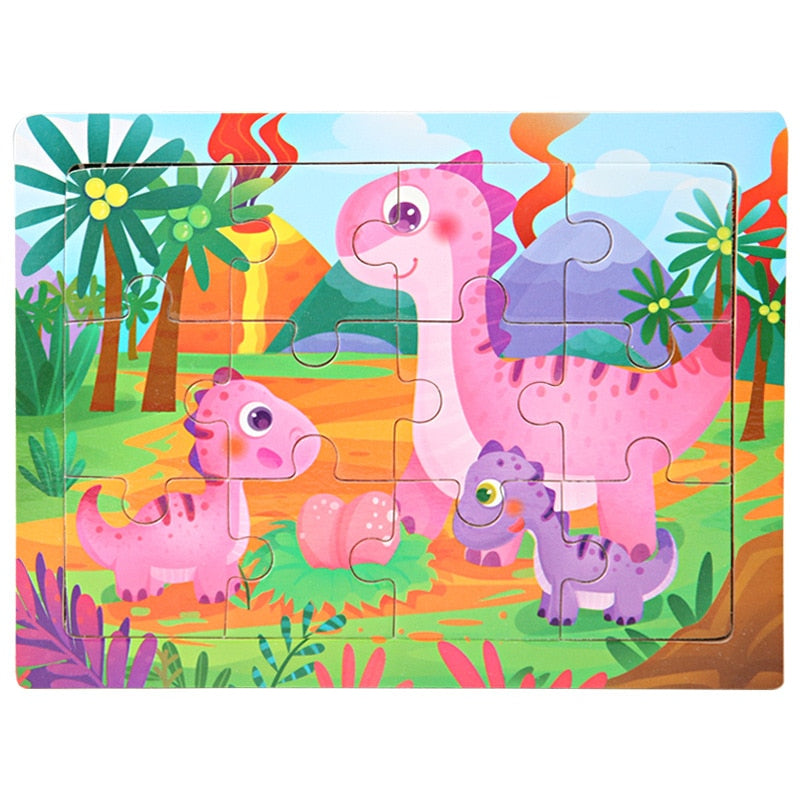 3D Wooden Puzzle Cartoon Animals