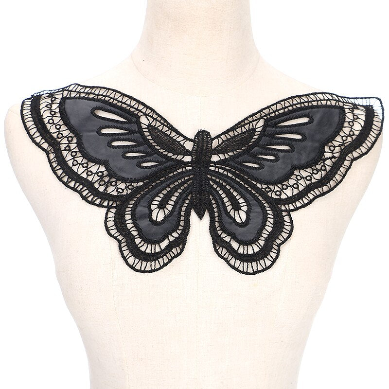 Black Floral/Leaf Lace Embroidered Applique