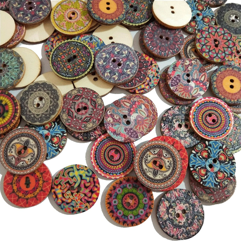 50/set Retro Wooden Buttons