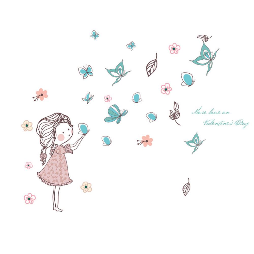 Flying Butterfly Girl Wall Stickers