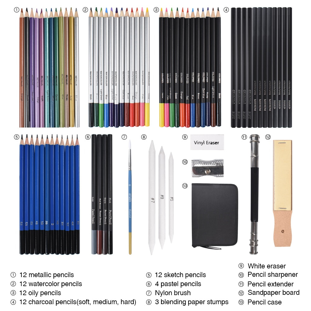 Professional Sketch Pencil Set Watercolor/Oil/Metallic (31-95/set)