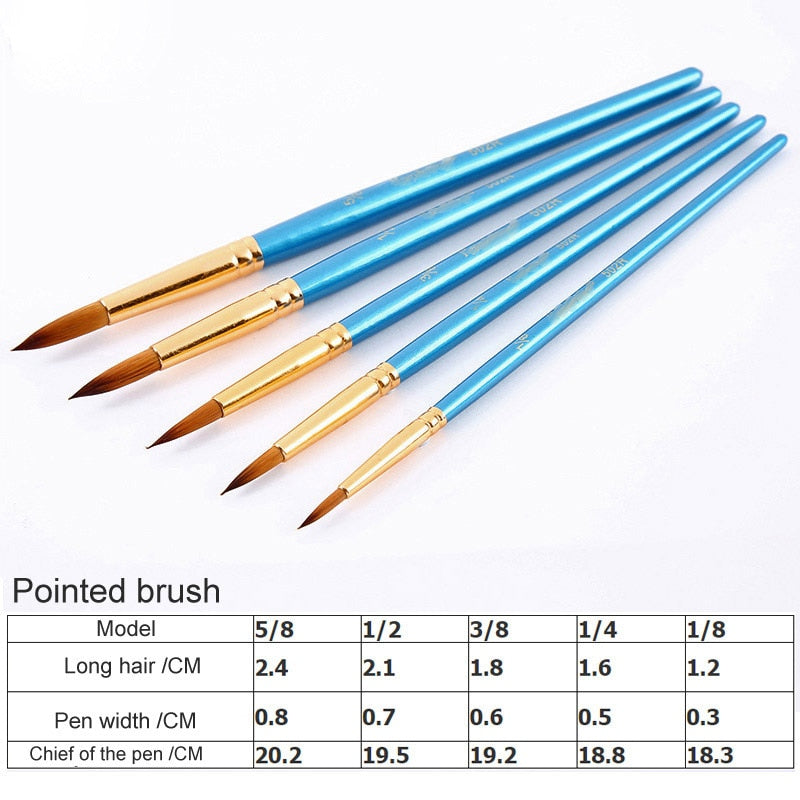 High Quality Nylon Hair Wooden Handle Paint Brush (5 or 6 piece set)