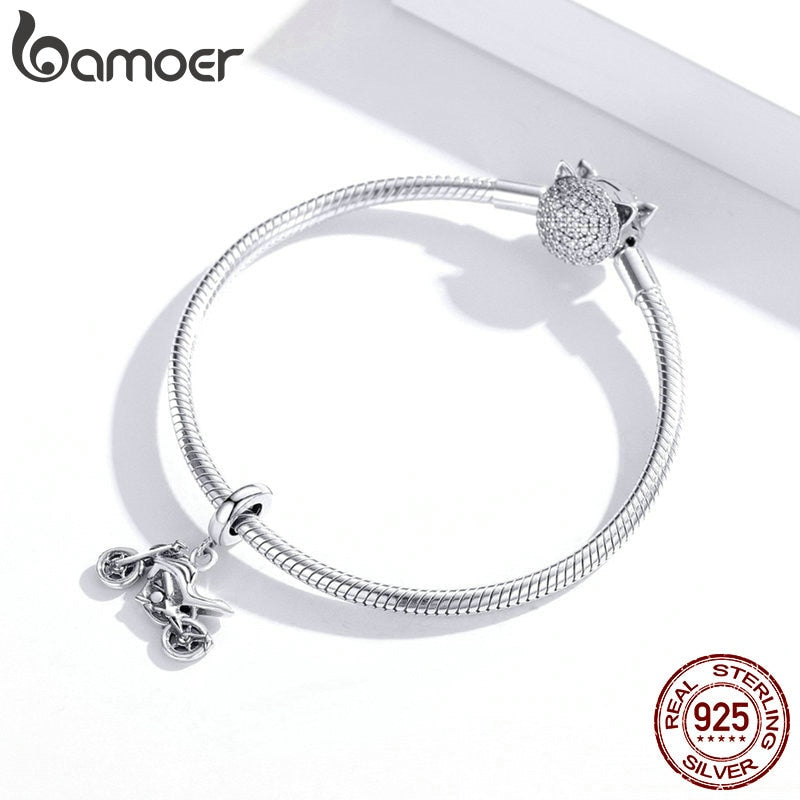 Bamoer Bracelet Sterling Silver Motorcycle Charm