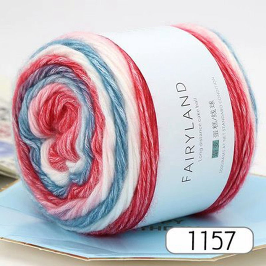 Rainbow Woolen Yarn Soft Hand Woven Cake Yarn