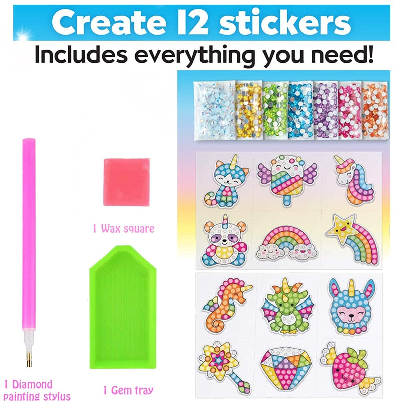 Kids Diamond Painting Stickers 12/kit