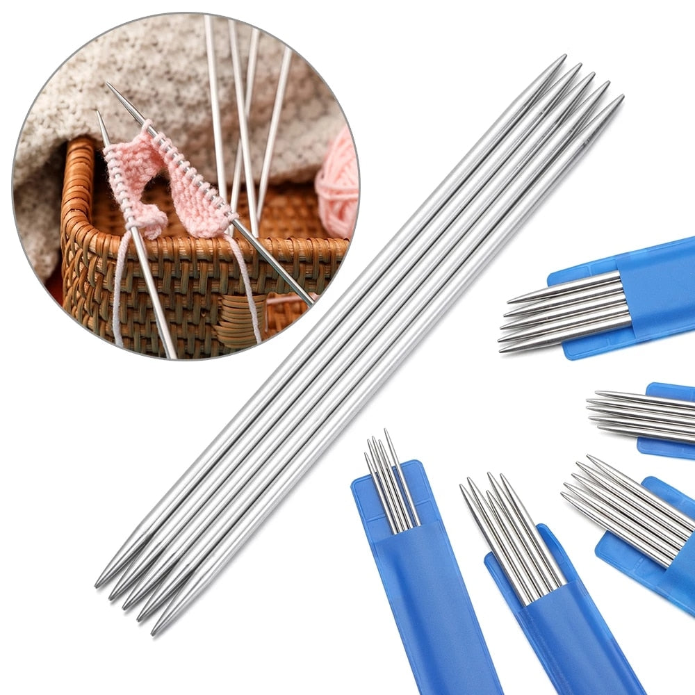 5pcs/set Stainless Steel Knitting Needles