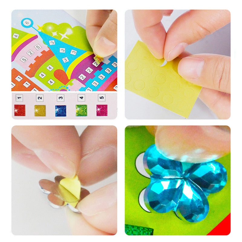 2/4/6Pcs Foam EVA Stickers Crystal Acrylic Puzzle