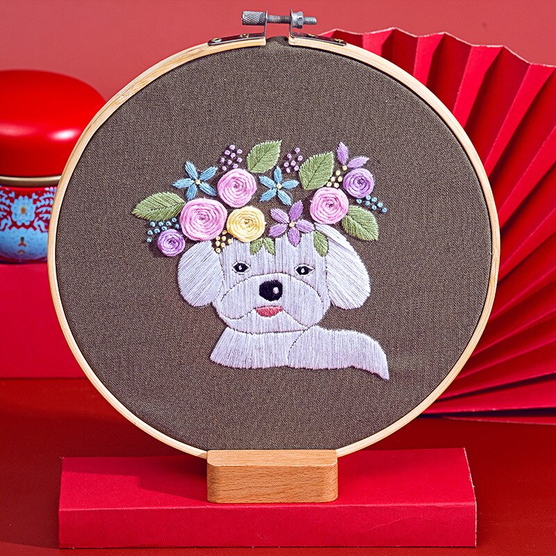 Cartoon Dog Embroidery Starter Kit