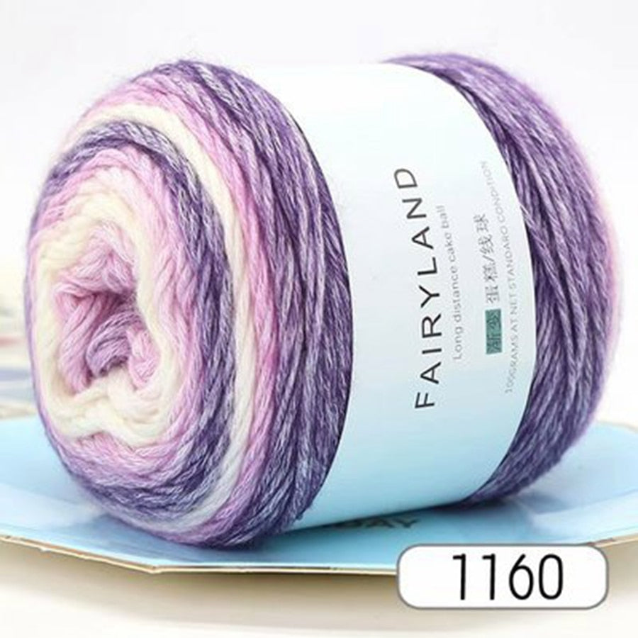 Rainbow Woolen Yarn Soft Hand Woven Cake Yarn