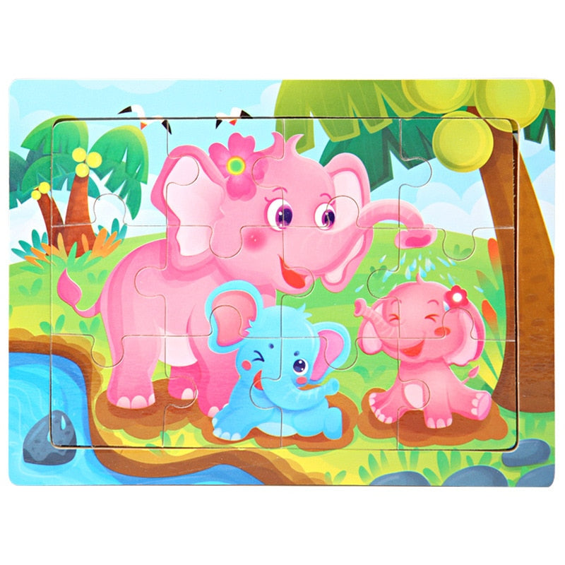 3D Wooden Puzzle Cartoon Animals