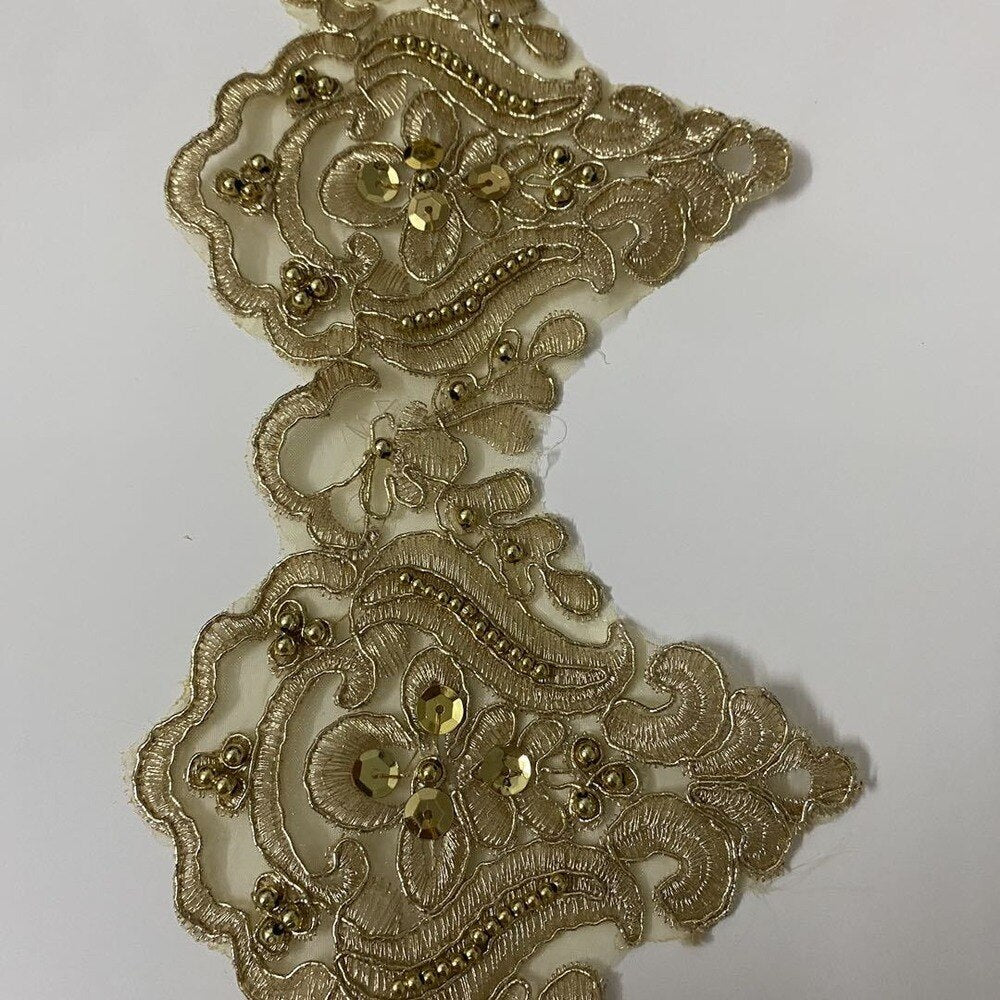 Golden Flower Venice Lace Trim Fabric