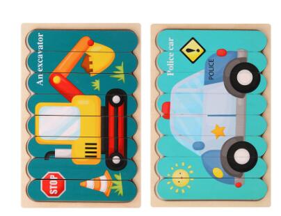 Montessori Double Sided Wooden 3D Puzzles