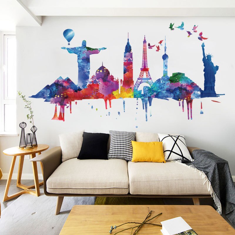 American City Silhouette Wall Sticker Eco Friendly