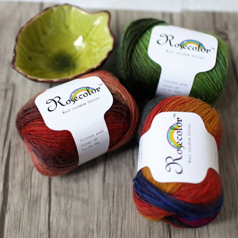 100% Worsted Wool Rainbow Colored Yarn