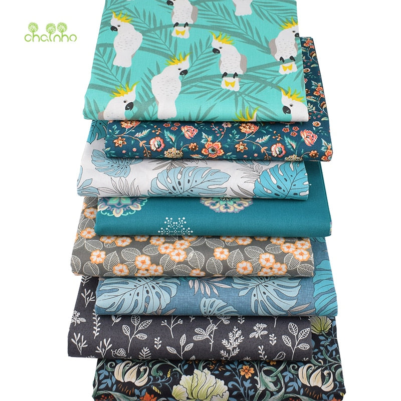 Cartoon Jungle Parrot Series Printed Twill Cotton Fabric