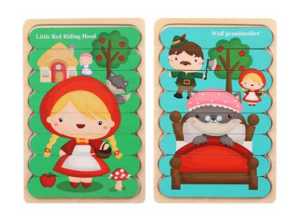 Montessori Double Sided Wooden 3D Puzzles