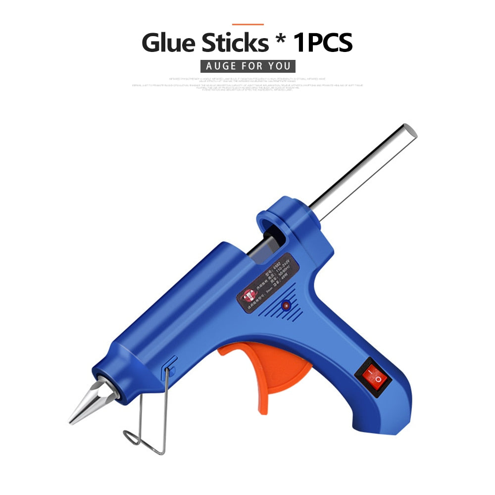 40W Mini Hot Glue Gun Blue, Black, Pink, or Yellow (7mm glue sticks, plug options US/EU/AU)