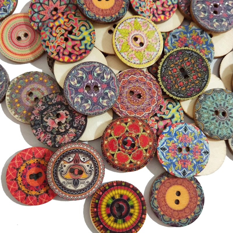 50/set Retro Wooden Buttons