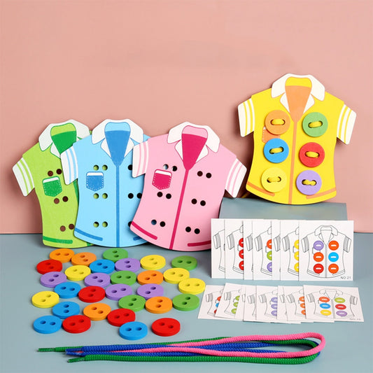 Children's Sewing Wooden Board With Buttons