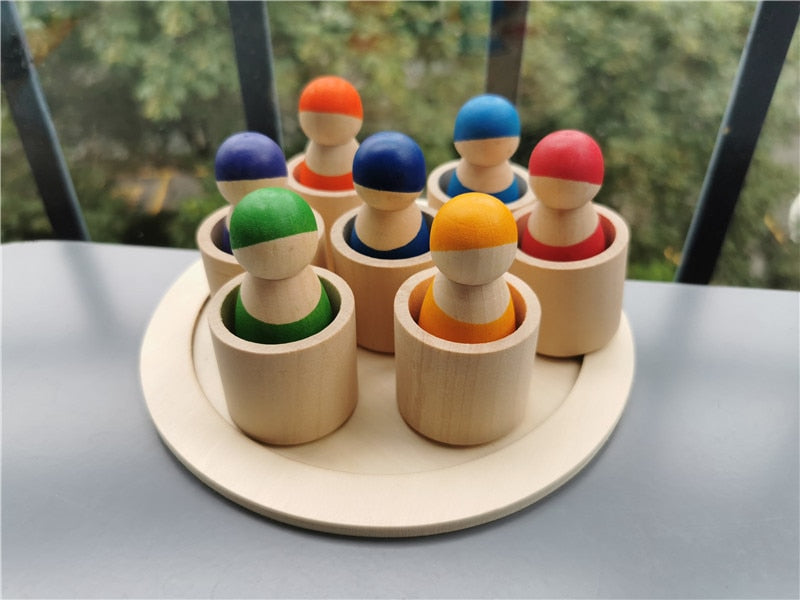 Montessori Wooden Rainbow Stacking Blocks