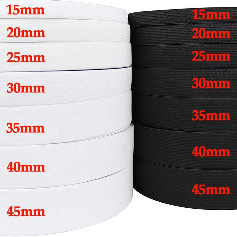 Black or White Elastic Band 5m