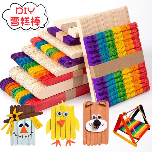 50Pcs/lot Colorful Natural Wood Sticks