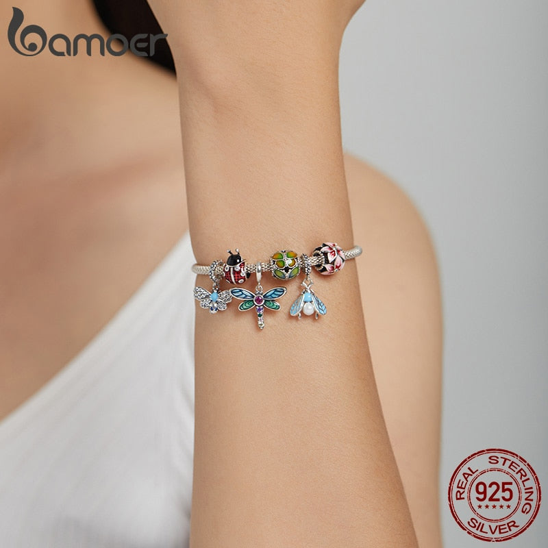 Bamoer Bracelet Sterling Silver Shiny Dragonfly Series Charms