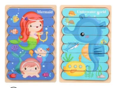 Montessori Double Sided Wooden 3D Puzzles