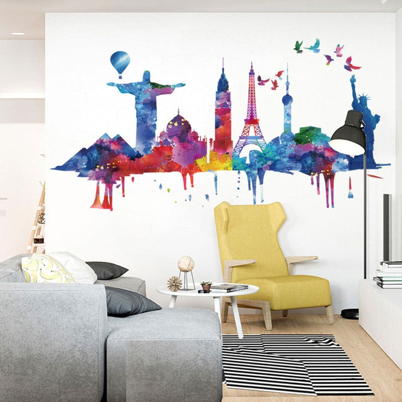 American City Silhouette Wall Sticker Eco Friendly