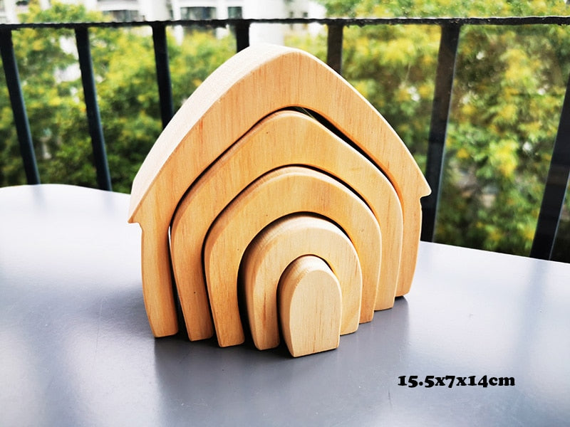 Montessori Wooden Rainbow Stacking Blocks